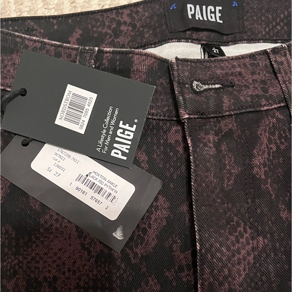 Paige NWT Hoxton Ankle Black Fig Python Jeans Size 27 - Picture 4 of 4